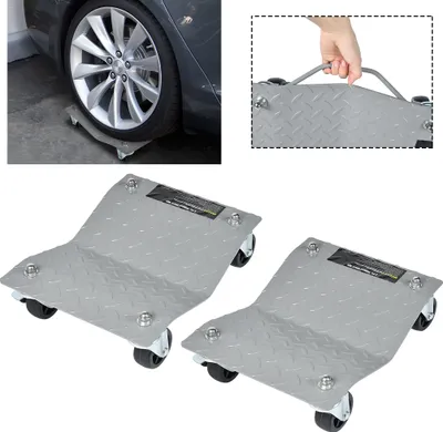Image de XMTECH 2 pièces chariot de manœuvre aide à la manœuvre voiture roue de voiture cric changement de pneus cric de manœuvre max. Capacité de charge 500kg par plateforme