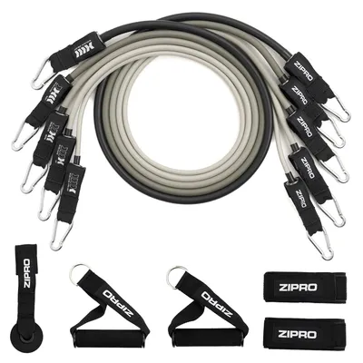 Produktbild von ZIPRO Widerstandsbänder Set (11-teilig) – Expander Fitnessbänder mit Griffen, Türanker & Fußschlaufen – Resistance Bands für Muskelaufbau & Home Gym