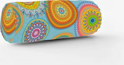 Produktbild von SCHÖNER LEBEN. Kissenhülle Outdoor Mandalas türkis mulitcolor Größe 15x40cm (ØxB) Nackenrolle 15x40cm (ØxB) Nackenrolle Größe