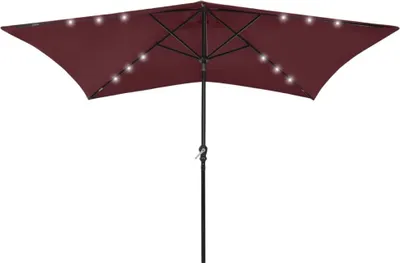 Produktbild von vidaXL Sonnenschirm mit LEDs und Stahl-Mast Bordeauxrot 2x3 m