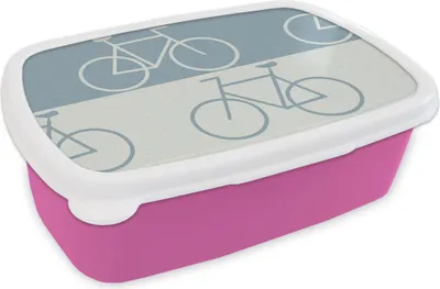 Produktbild von KitchenYeah® Lunchbox Brotzeit Brotdose 17x11 cm Fahrrad - Blau - Muster Kinder Brotzeitdose - Lunchpaket - Brotkasten  - Sandwich Box