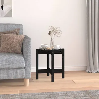 Produktbild von The Living Store Couchtisch Schwarz Ø 42,5x45 cm Massivholz Kiefer