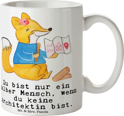 Produktbild von Mr. & Mrs. Panda Tasse Architektin Herz - Weiß - Geschenk, Kaffeetasse, Trinkbecher, Teetasse, Beruf, Studium, Architekturbüro, Becher, Lustig, Kaffeebecher, Jubiläum