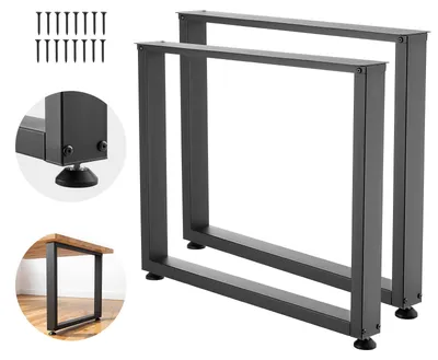 Produktbild von SucceBuy Tischkufen aus Vierkantprofilen 2er-Set 750x900 mm, robustes Tischuntergestell bis 1000 kg, Tischbeine, Möbelfüße, Tischgestell, Tischfüße für Schreibtische, Couchtische, Esstische, Schwarz