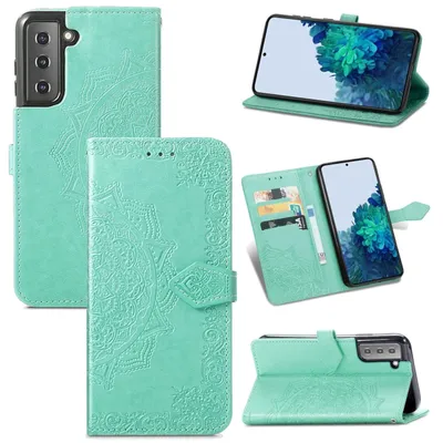 Productafbeelding van Telefoonschaal voor Samsung Galaxy S22 5G, beschermhoes, portemonnaiehoes, 360-graden hoes, etui, kleur: groen