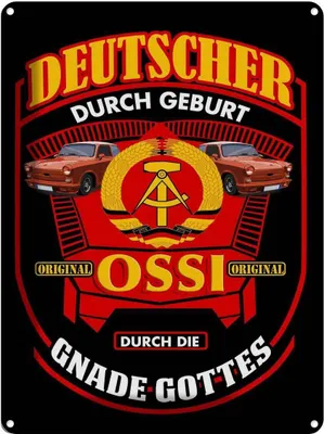 Produktbild von vianmo Blechschild 40x30 cm Deutscher durch Geburt Ossi Spruch Zitat