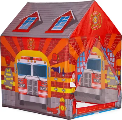 Obrázek produktu pro Dětský hrací stan ECOTOYS Iplay, hasičský dům, 95 x 72 x 102 cm - N