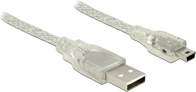 Produktbild von DeLOCK 5m, USB2.0-A/USB2.0 Mini-B, 5 m, USB A, Mini-USB B, USB 2.0, Männlich/Männlich, Transparent