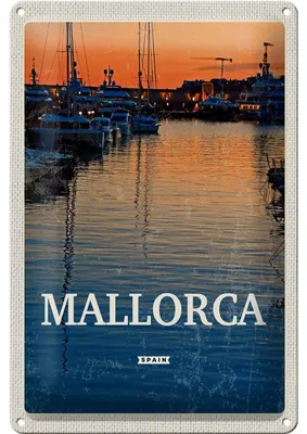 Produktbild von Blechschild Reise 20x30cm Mallorca Spain Sonnenuntergang