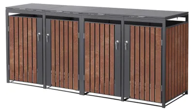 Obrázek produktu pro ML-Design kontejnerová skříň pro 4 kontejnery, objem 240 litrů, rozměry 264x80x120 cm, barva antracit s efektem rzi, materiál: ocel/korteno ocel, uzamykatelná