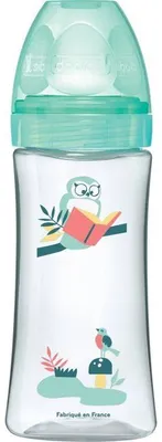 Image de Biberon DODIE Anti-Colique, 330 ml, tétine ronde, à partir de 6 mois, 3 vitesses, débit 3, vert