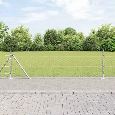 Zdjęcie produktu dla Maison Exclusive - Słupek ogrodzeniowy. Srebrny 10 x 0,5 m (siatka 50 mm) Stal