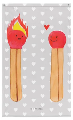 Produktbild von Mr. & Mrs. Panda Wandteppich Streichhölzer - Grau Pastell - Geschenk, Freundin, Tapestry, Boho, Liebesgeschenk, Liebesbeweis, Wandbehang, Wandbild, Gobelin
