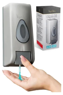 Produktbild von Vog&Arths - Seifenspender Wandmontage - Hängende Seifenpumpe Wand - Grau - Mechanische Seifenpumpe - 350ml - Ohne Batterien!