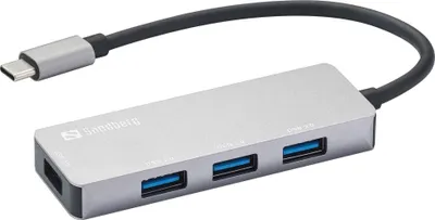 Zdjęcie produktu dla Sandberg 336-32, USB 3.2 Gen 1 (3.1 Gen 1) Type-C, USB 2.0, USB 3.2 Gen 1 (3.1 Gen 1) Type-A, 5000 Mbit/s, Szary, Aluminium, USB