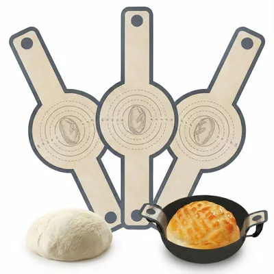 Image de Tapis de cuisson en silicone pour pain, lot de 3, réutilisable, facile à nettoyer et à ranger, revêtement antiadhésif pour des résultats de cuisson parfaits, convient pour le pain au levain, les biscuits et les pizzas