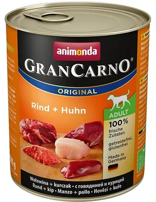 Produktbild von animonda GranCarno Original Adult Rind + Huhn, Adult, Rind, Huhn, 800 g, Zuckerfrei, Ohne Soja