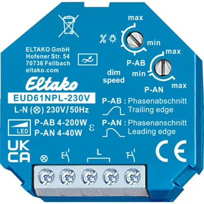 Obrázok produktu pre Sada univerzálnych stmievačov ELTAKO s 11 LED stmievačmi a eurokonzolkou, 200 W, modrá, 1 ks.