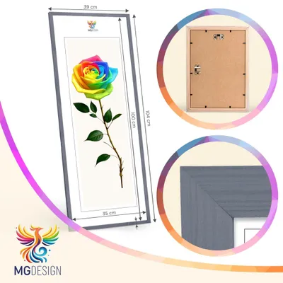 Produktbild von MG Design 3er Set Bilderrahmen Grau 35x100 cm - Posterrahmen Echtholz mit Acrylglas, verstärkte Wandaufhängung, hoch/quer