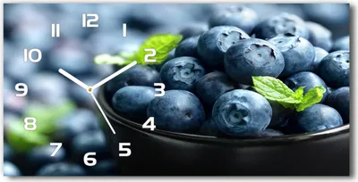 Produktbild von Wanduhr aus Glas – 60x30 cm - Glasbild - Glasuhr - Gehärtetes Glas - weisse-zeiger - Blaubeeren