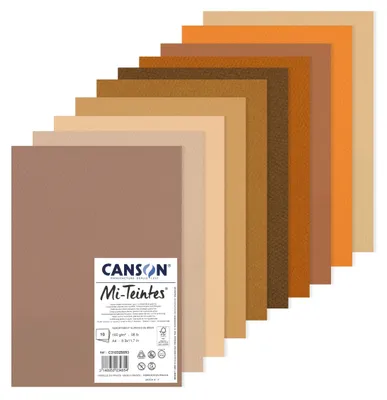 Zdjęcie produktu dla Papier kolorowy Canson Mi-Teintes BROWN, 10 arkuszy A4, 160 g/m² – 1 opakowanie