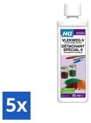 Produktbild von 5 x HG Vlekweg 6 Fleckentferner für Textilien - 50 ml - Vorteilspackung - 5 Stücke