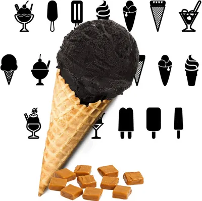 Produktbild von Toffee Schwarzes Eispulver Vegan Zucker-, laktosefrei 333 g