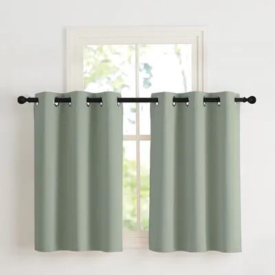 Obrázok produktu pre Záclona súprava 2 ks, detské závesy, V 90 x Š 107 cm, šalviovozelená, nepriehľadná, do detskej izby