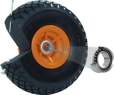 Produktbild von Sackkarrenrad PolyurethanRad 260x85 mm 3.00-4 60 mm versetze Nabe Ø 20 mm orange Vollgummi Bollerwagen