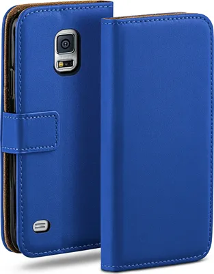 Produktbild von moex® Book Case kompatibel mit Samsung Galaxy S5 Mini - Hülle 360 Grad klappbar, Blau