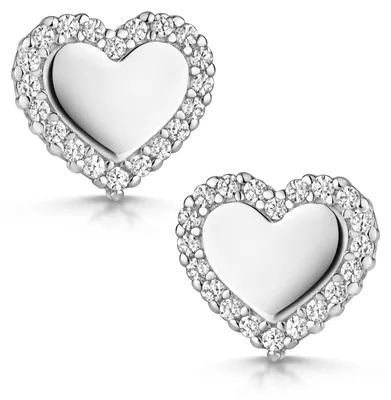 Produktbild von MATERIA by Matthias Wagner Herz Ohrstecker Silber 925 mit Zirkonia Steinen für Damen Mädchen SO-468