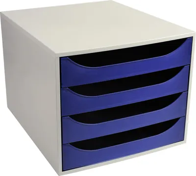 Zdjęcie produktu dla Exacompta ECOBOX organizer z 4 szufladami granatowy 34,8x28,4x23,4 cm