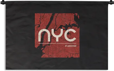 Produktbild von MuchoWow® Wandteppich Wandbehang New York - Rot - Weiß 60x40 cm Tapisserie Dekoration Wandtuch - Wanddekorationen