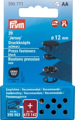 Produktbild von Prym Jersey, Nieten-Druckknopf-Verschluss, Messing, Schwarz, Rund, , 1,2 cm