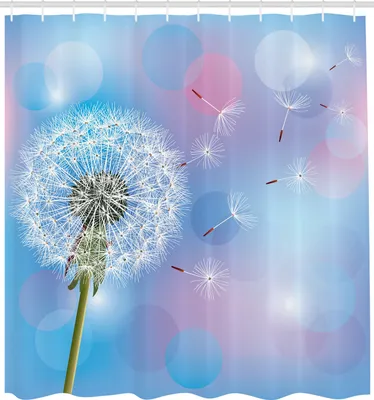 Produktbild von ABAKUHAUS Löwenzahn Duschvorhang, Bokeh-Hintergrund-Blume mit den Wind-Schlagsamen-Gartenpflanzen, Stoffliches Gewebe Badezimmerdekorationsset mit Haken, 175x220 cm, Sky Blue Pale Pink Grün