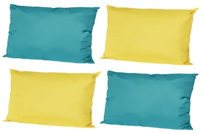 Produktbild von JACK 4x Outdoor Lounge Kissen 30x50cm viele Farben Dekokissen inkl. Füllung Wasserfest Sitzkissen Garten Stuhl, Farbe:2x Gelb - 2x Petrol