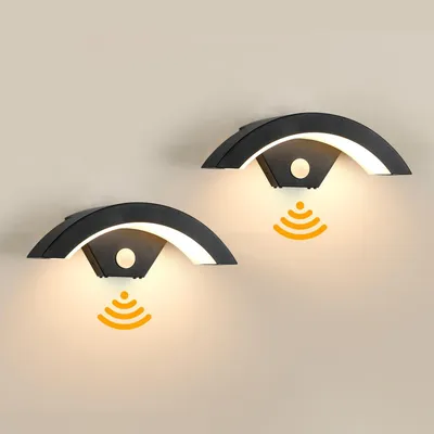 LED Außenwandleuchte 24W mit Sensor, 2er-Set, IP65, Warmweiß
