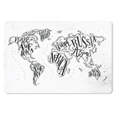 Produktbild von MuchoWow® Schreibtischunterlage Weltkarte - Weiß - Schwarz 60x40 cm - XXL Mauspad - Großes Mauspad