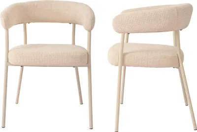Produktbild von Esszimmerstuhl 'Huk' 2er Set gepolstert Textil Metallbeine Beige