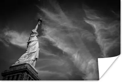 Produktbild von MuchoWow® Poster Freiheitsstatue in New York in schwarz-weiß 180x120 cm - Fotoplakat