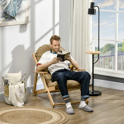 Produktbild von Sweiko Akzentsessel, Relaxsessel, verstellbare Rückenlehne, Buchenholzrahmen, bis 120 kg, Braun