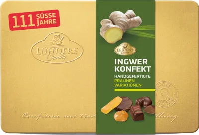 Produktbild von LÜHDERS Ingwer Konfekt in der 500g Geschenkdose