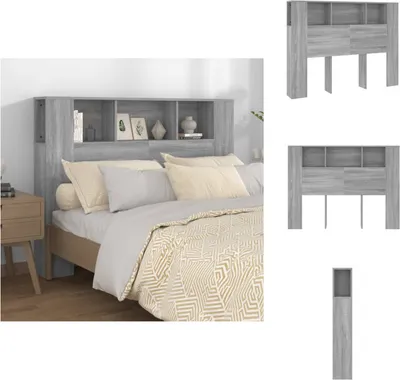 Produktbild von vidaXL Kopfteil mit Ablagen Grau Sonoma 140x18,5x104,5 cm -  Kopf- & Fußenden