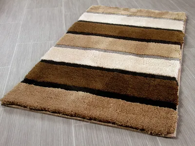 Produktbild von Pacific Badteppich Bali Beige Braun Streifen in 6 Größen, Größe:55x55 cm WC-Vorleger mit Ausschnitt
