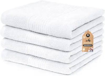 Produktbild von Cloud Pillow 4er Set Handtücher 50x100 cm, 100% Baumwolle, 500 g/m2 Frottee, weich, saugstark, , ideal für Bad, Gäste & Spa (Weiß)