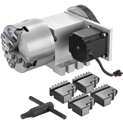 Immagine prodotto di VEVOR CNC Router Rotary Axis con mandrino a 4 griffe CNC Router Axis, rapporto di riduzione 6:1, diametro dell'albero di uscita 30 mm asse rotante, accessori per fresatrici, per motore bifase a 57 fasi