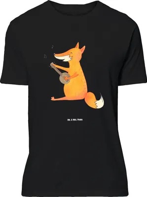 Produktbild von Mr. & Mrs. Panda T-Shirt Fuchs Gitarre - Schwarz - Geschenk, Tshirt, S, Musik, mit Spruch, Optimistisch, Sänger, Basic-Shirt, Shirt, Singen
