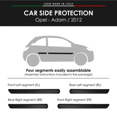 Image de Baguettes latérales de pare-chocs pour Opel Adam 2012 avec autocollant double face 3M
