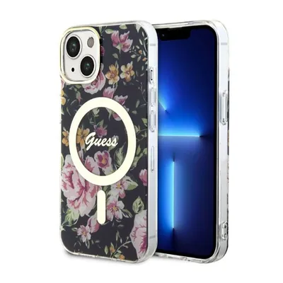 Produktbild von Guess Guhmp14Mhcfwsk Hülle Für Iphone 14 Plus 6,7 - Schwarz Flower Magsafe