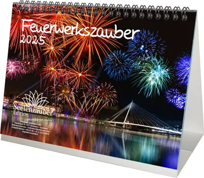 Produktbild von Feuerwerkszauber DIN A5 Tischkalender für 2025 Feuerwerk Sylvester Feier Rakete - Seelenzauber